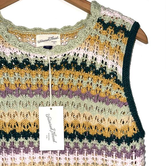 NWT Universal Thread Crochet Knit Green Multi Striped Sleeveless Top Size XXL - Picture 6 of 13